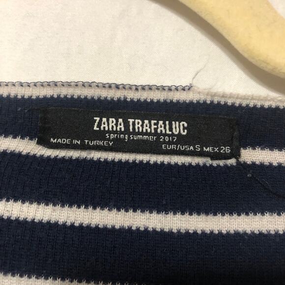 ZARA TRAFALUC Striped Sweater Raw Hem Comfy S - Picture 5 of 5